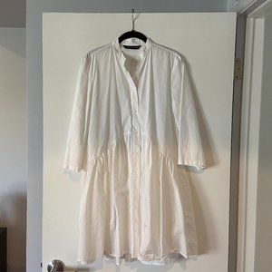 Zara White Button Shirtdress, Poplin/Peasant Style